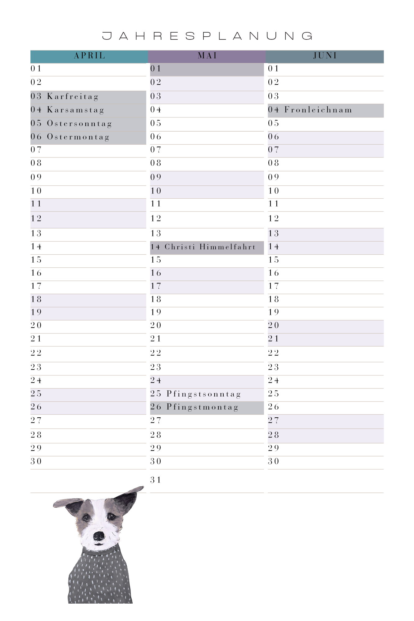 Jahresplaner 2026 art and dogs