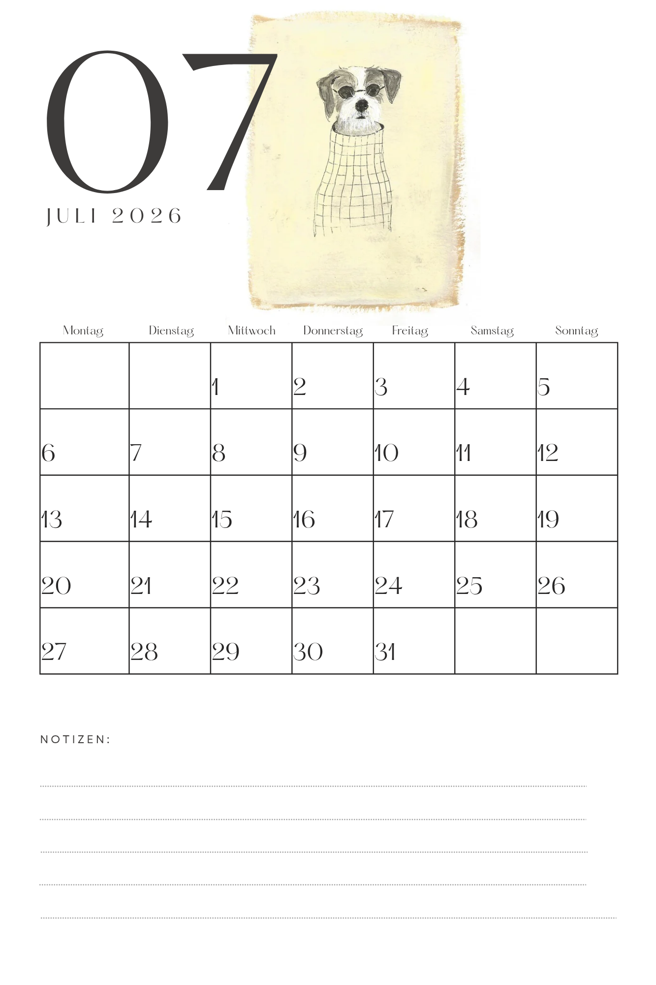 Jahresplaner 2026 art and dogs