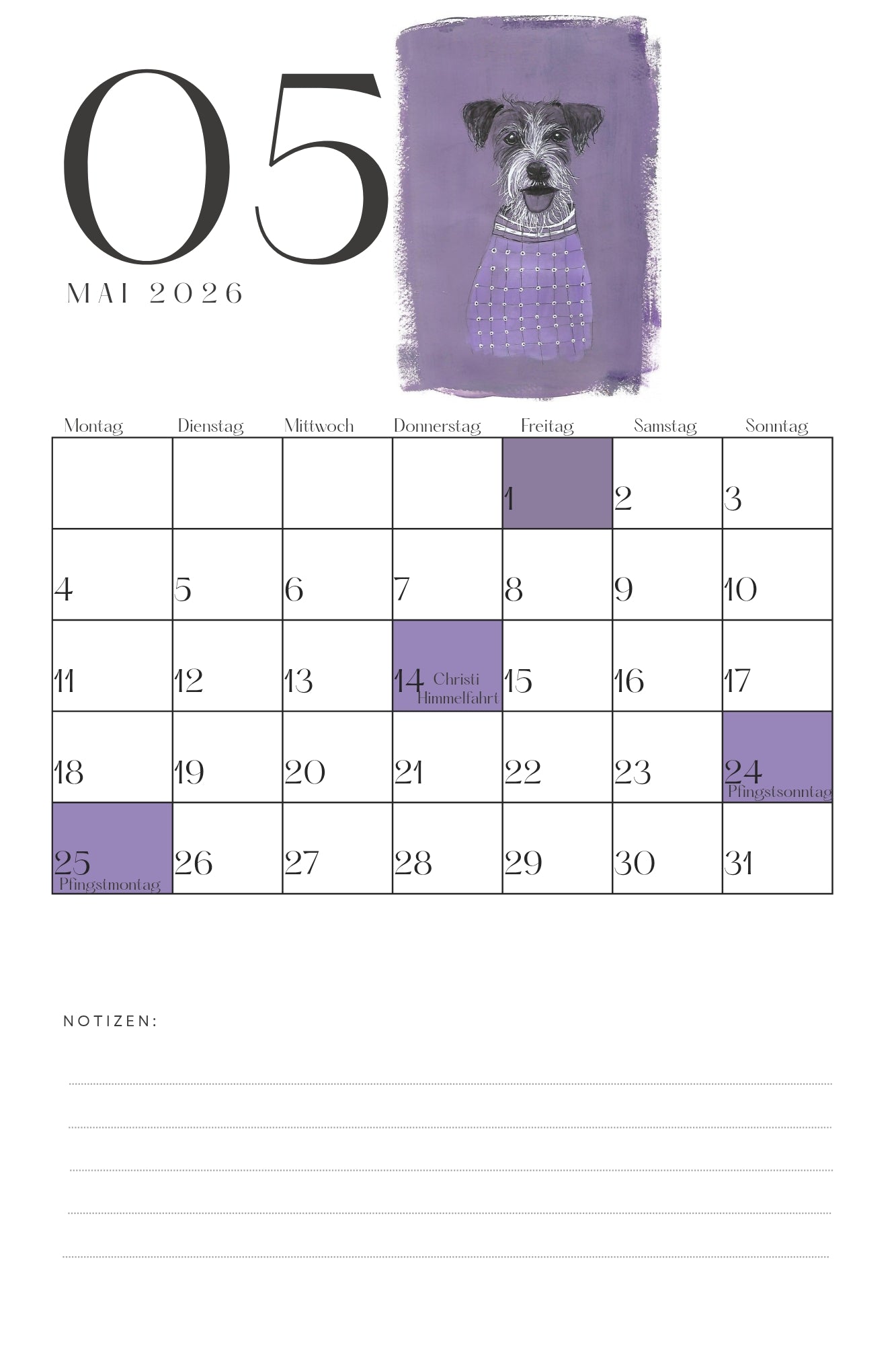 Jahresplaner 2026 art and dogs