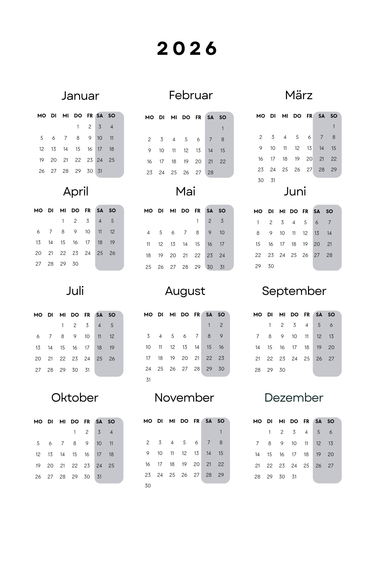 Wochenplaner 2026 Be bold Abstrakt I