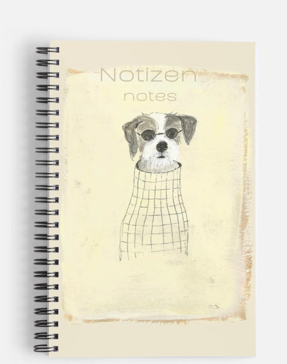 Notizbuch Spiralbindung art and dogs , gelb