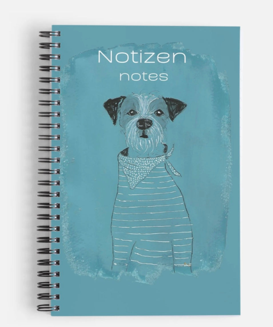 Notizbuch Spiralbindung art and dogs , türkis