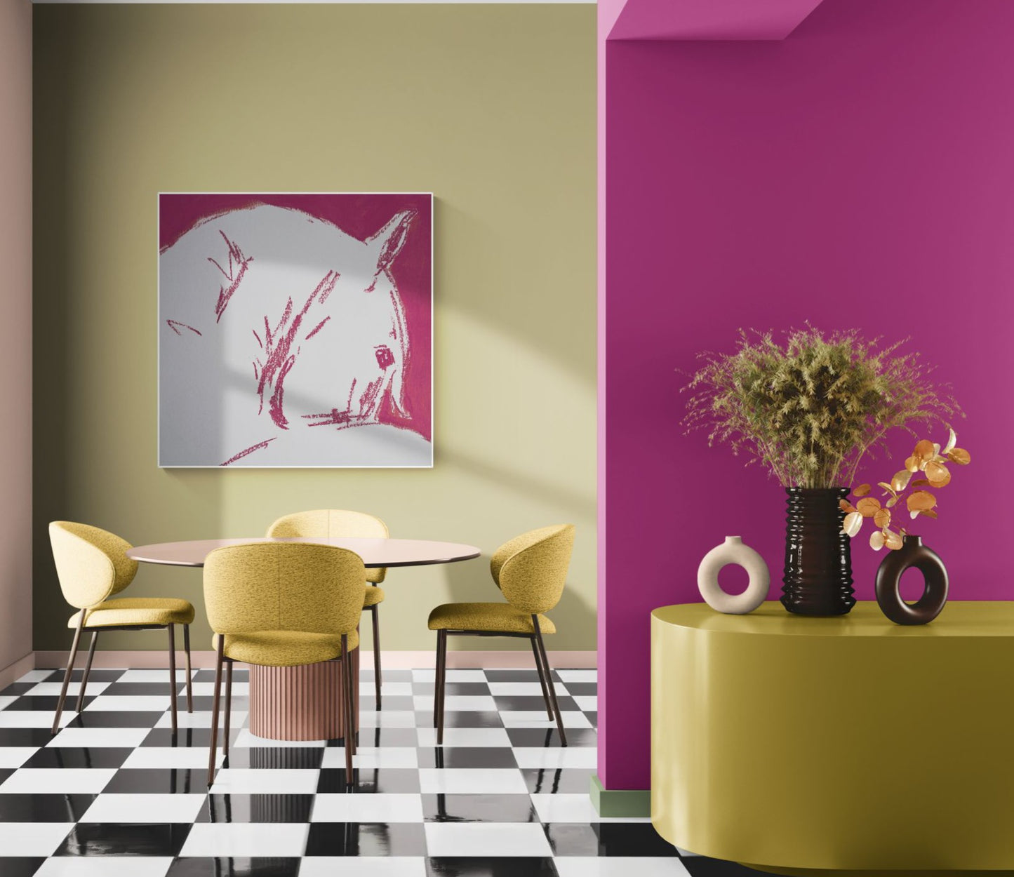 Horse colorful Magenta